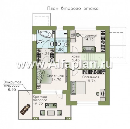 Проекты домов Альфаплан - «Belissimo» - современный двухэтажный дом с удобной верандой - превью плана проекта №2