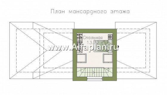 Проекты домов Альфаплан - Дом для отдыха (баня) с комнатой в мансарде - превью плана проекта №2