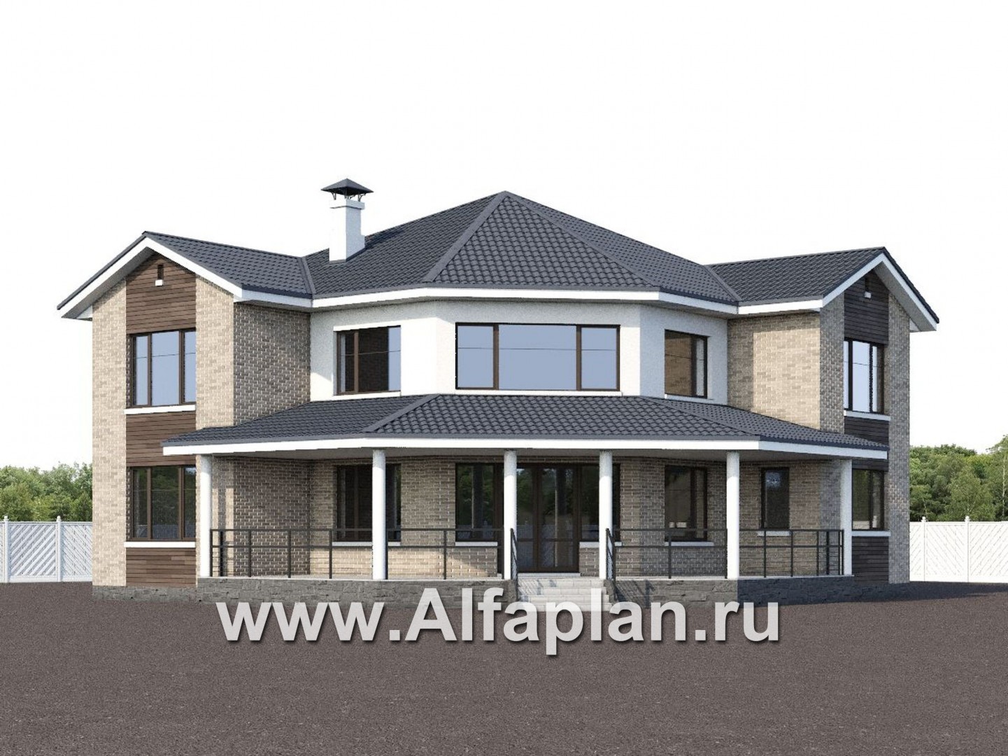 Проекты домов Альфаплан - «Махаон» - эксклюзивный дом с диагональным построением - дополнительное изображение №1