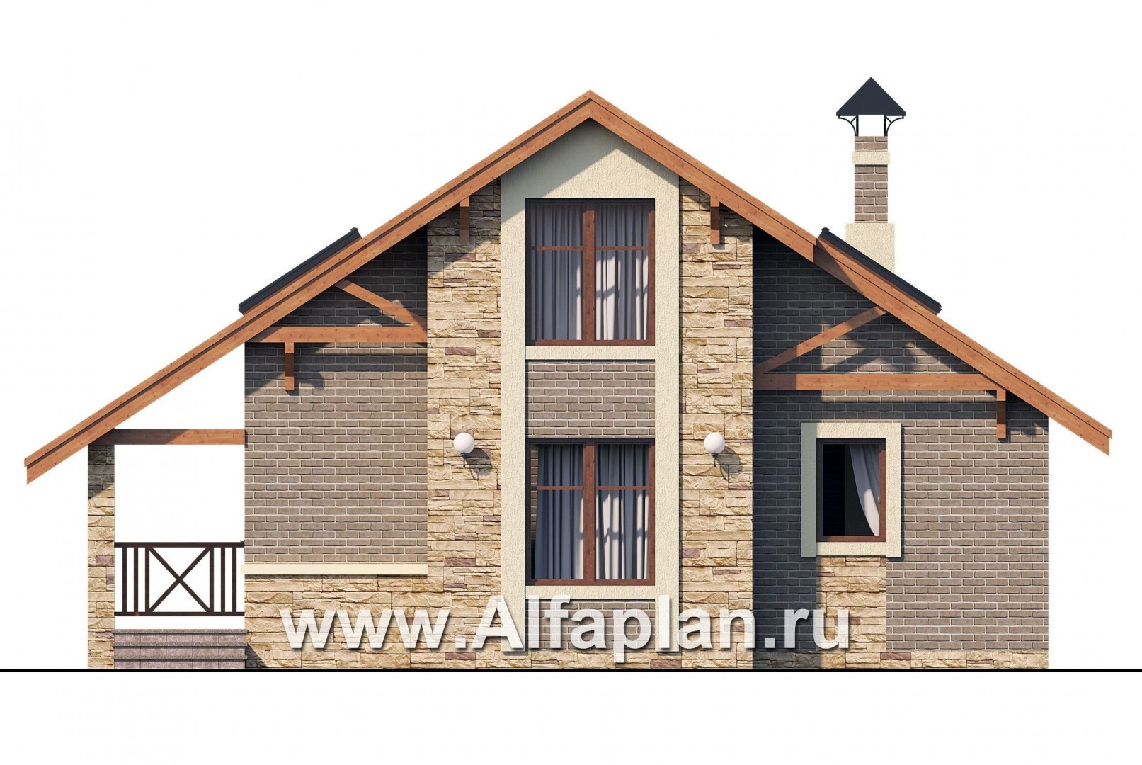 Проекты домов Альфаплан - Баня с гостевой комнатой в мансарде - изображение фасада №1
