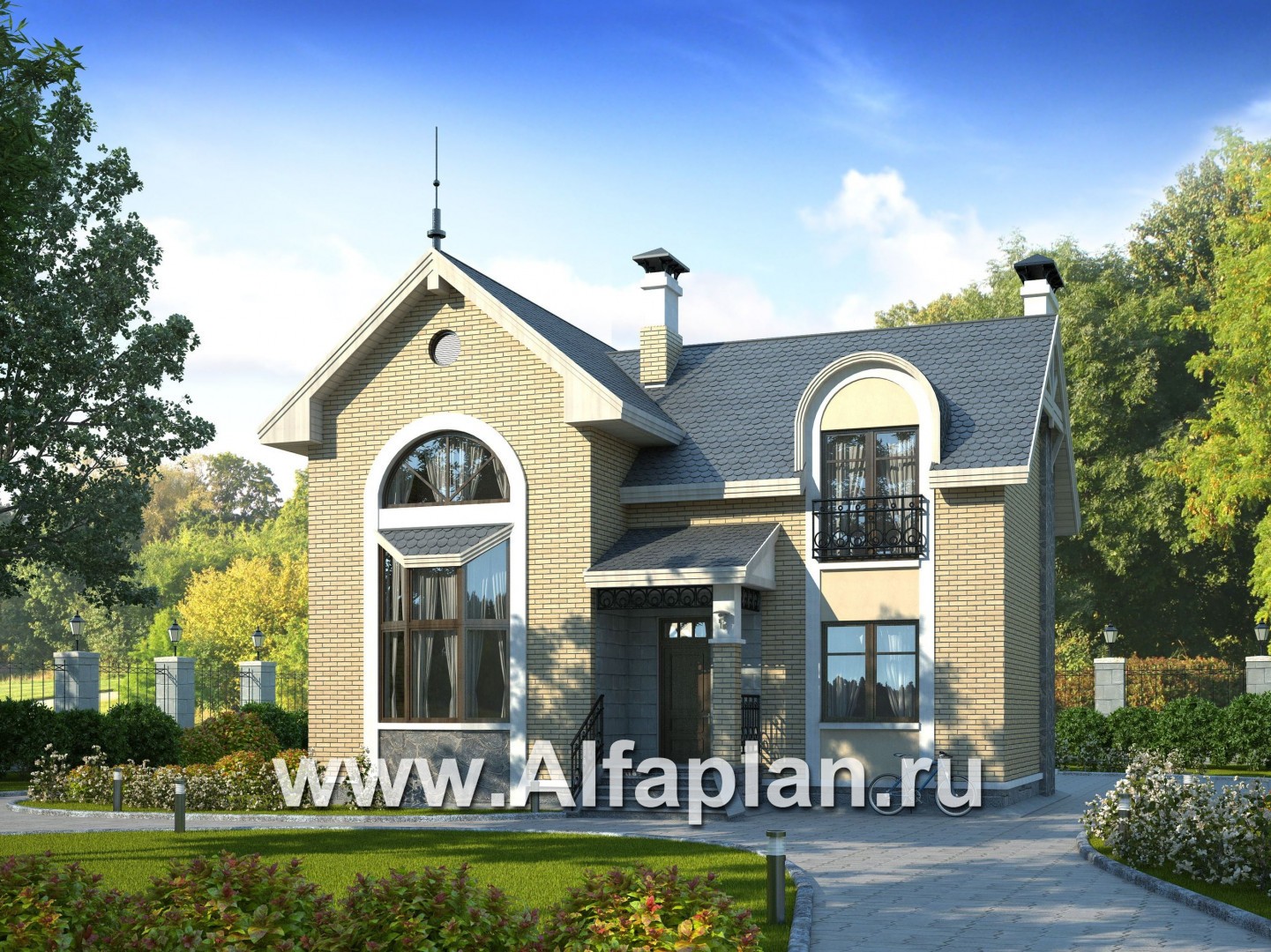 Проекты домов Альфаплан - «Фантазия» - проект дома с компактным планом для небольшого участка - основное изображение