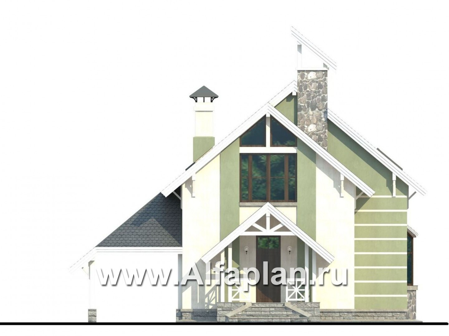 Проекты домов Альфаплан - «Компакт» - проект мансардного дома с двускатной кровлей - изображение фасада №1