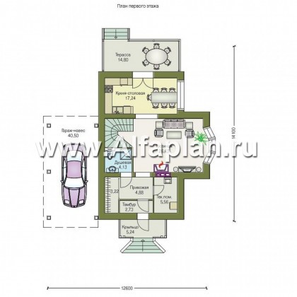Проекты домов Альфаплан - «Компакт» - проект мансардного дома с двускатной кровлей - превью плана проекта №1