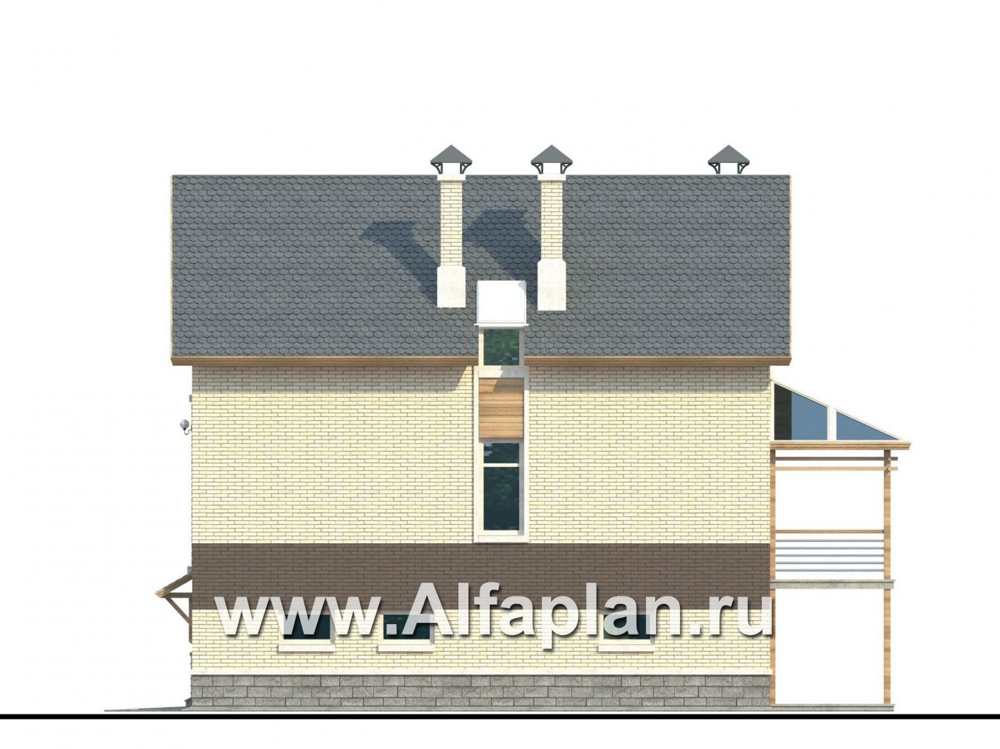 Проекты домов Альфаплан - «Экспрофессо»- компактный трехэтажный коттедж - изображение фасада №3
