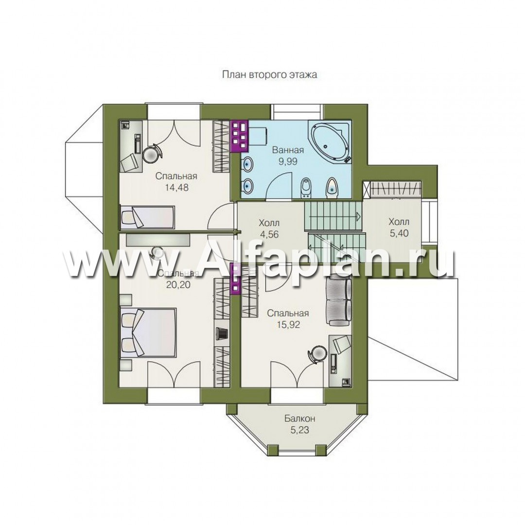 Проекты домов Альфаплан - «Корвет» - проект трехэтажного дома, с эркером, с гаражом на 1 авто и сауной в цоколе - план проекта №3