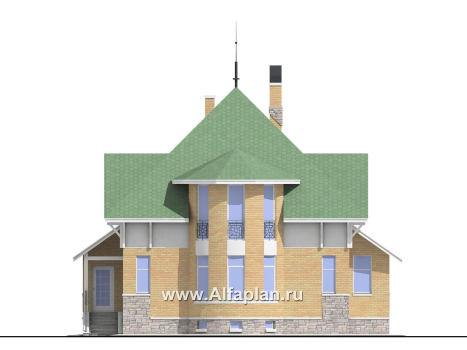 Проекты домов Альфаплан - «Петит Плюс» - коттедж с цокольным этажом - превью фасада №1