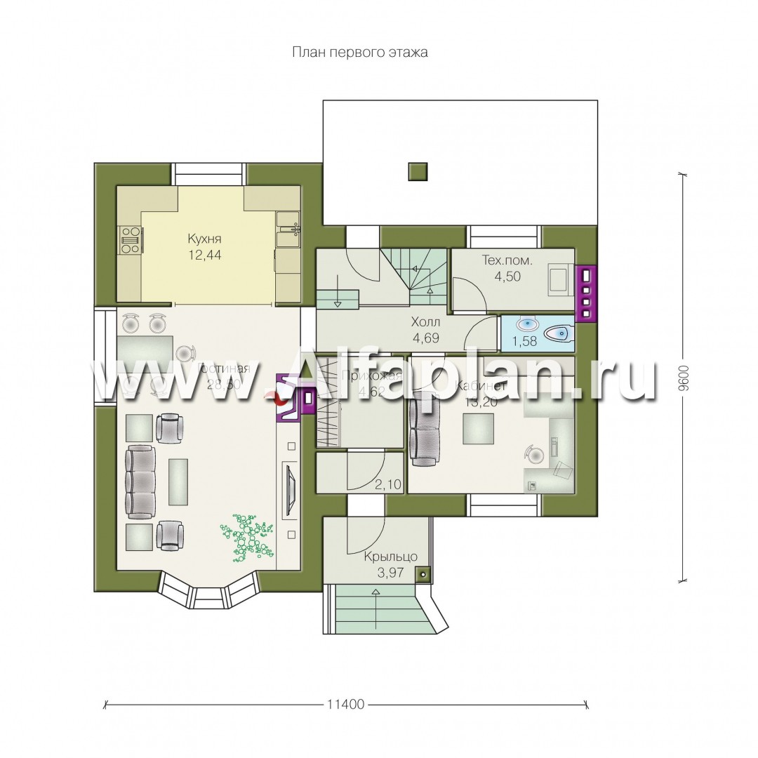 Проекты домов Альфаплан - «Фантазия» - компактный дом для небольшого участка - план проекта №1