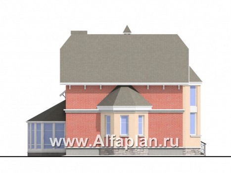 Проекты домов Альфаплан - «Фаворит» - коттедж с эркером и навесом для машины - превью фасада №3