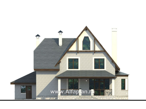 Проекты домов Альфаплан - «Ленский» - романтический дом  для большой семьи - превью фасада №4