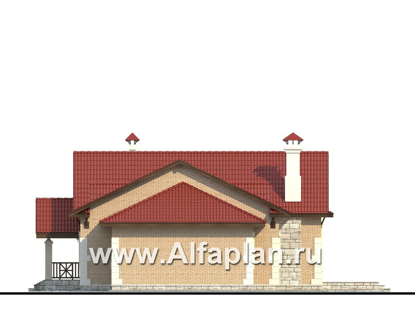 «Поместье» - проект одноэтажного дома, из кирпича, в классическом стиле - фасад дома