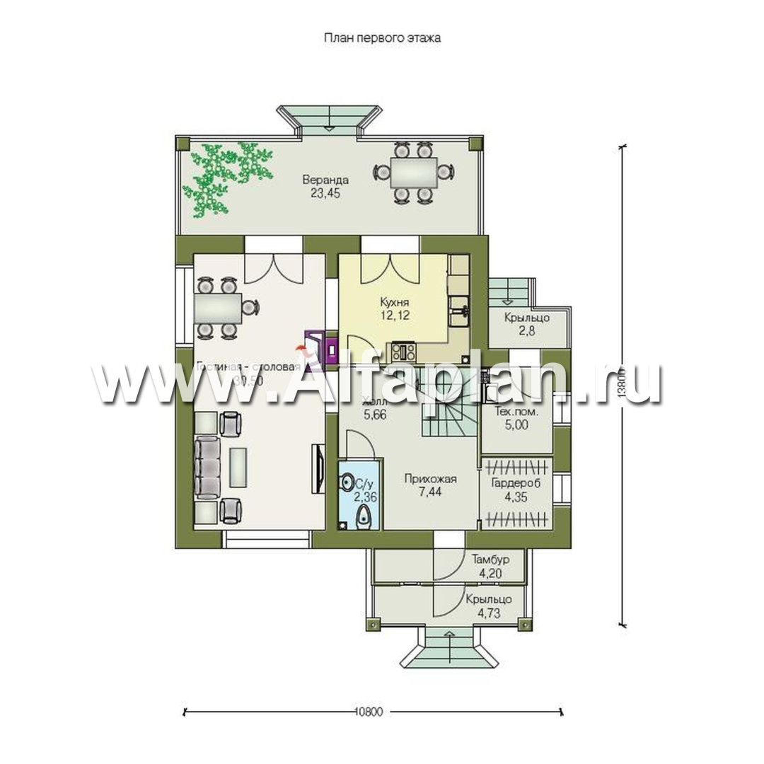 Проекты домов Альфаплан - «Шесть соток» - дом для маленького участка - изображение плана проекта №1