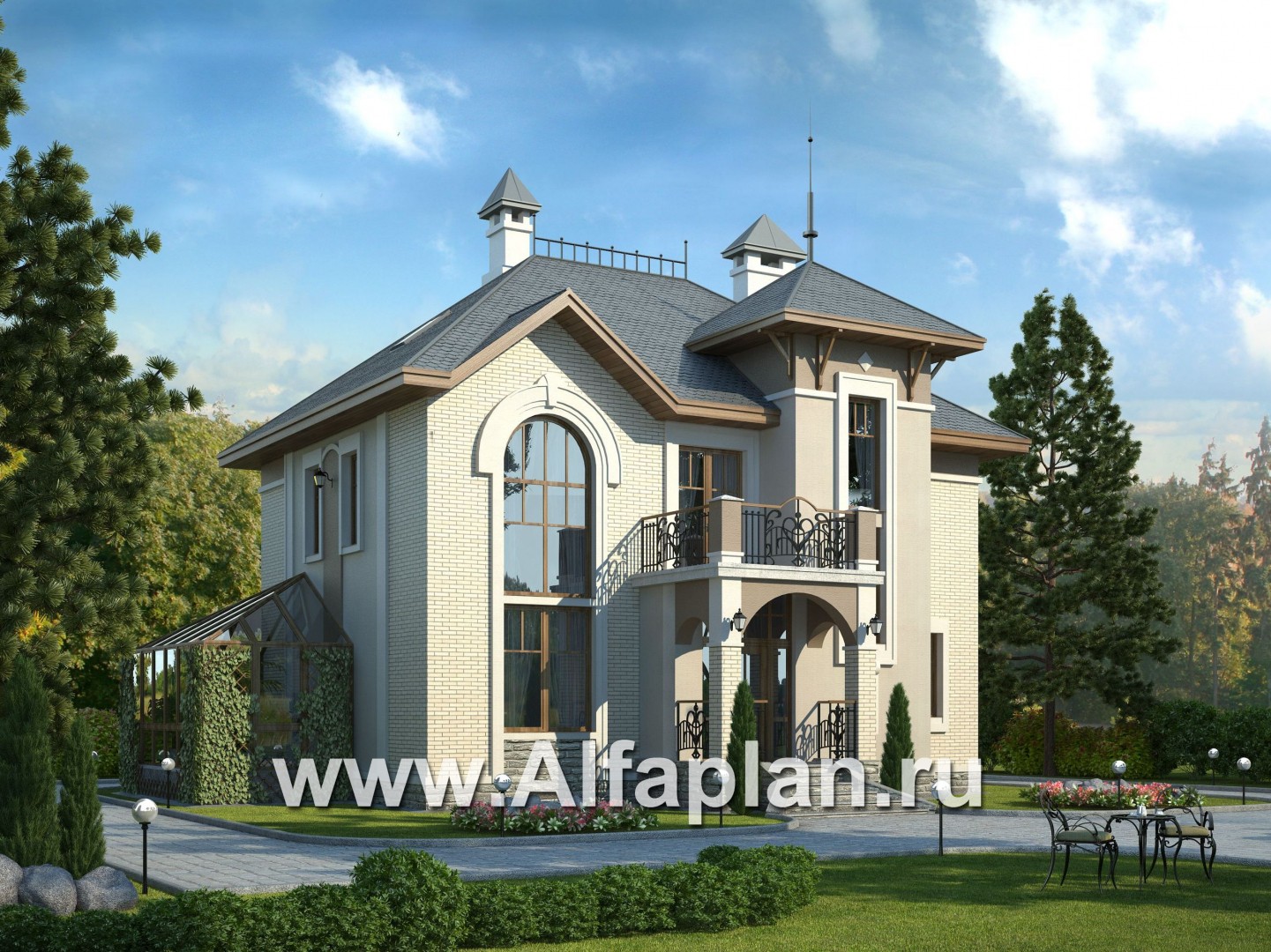 Проекты домов Альфаплан - «Разумовский» - элегантный загородный дом - основное изображение
