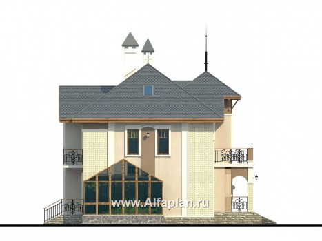 Проекты домов Альфаплан - «Разумовский» - элегантный загородный дом - превью фасада №3