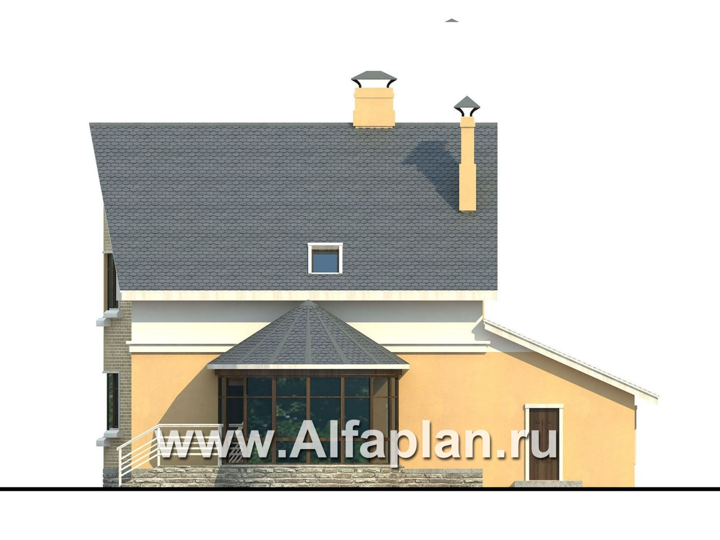 Проекты домов Альфаплан - Дом из газобетона «Боген» с полукруглой гостиной - изображение фасада №4