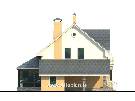 Проекты домов Альфаплан - Дом из газобетона «Боген» с полукруглой гостиной - превью фасада №3