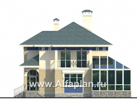 Проекты домов Альфаплан - «Вита-Клаб»-изящный загородный дом с большим зимним садом - превью фасада №1