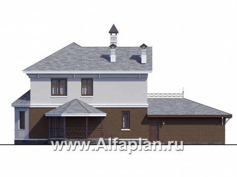 Проекты домов Альфаплан - «Классический»- двухэтажный особняк с эркером и большим гаражом - превью фасада №4