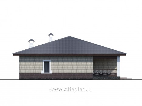 Проекты домов Альфаплан - «Ангара» - стильный одноэтажный коттедж с террасой - превью фасада №3