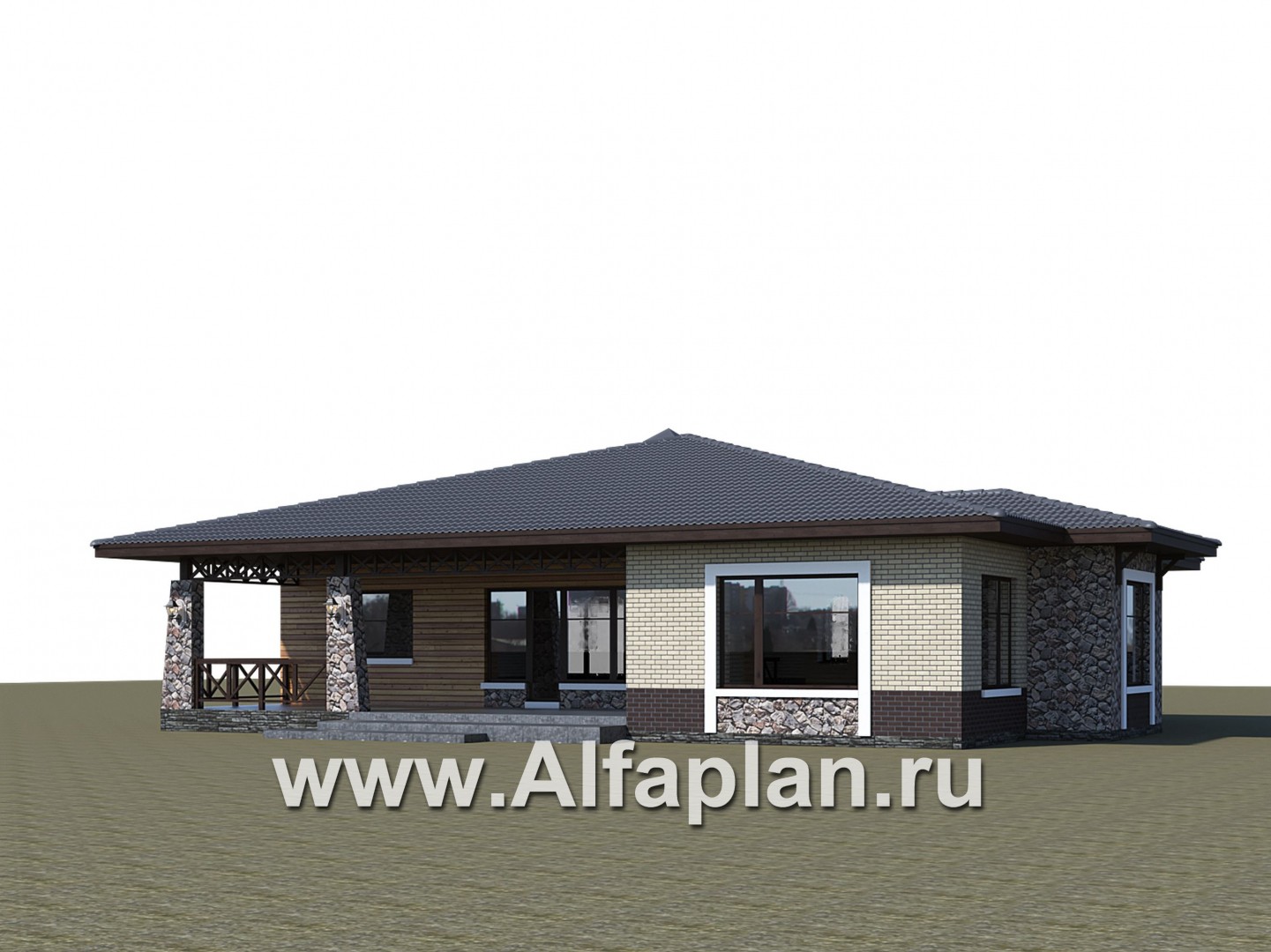 Проекты домов Альфаплан - «Аризона» - уютный одноэтажный дом с террасой - дополнительное изображение №2