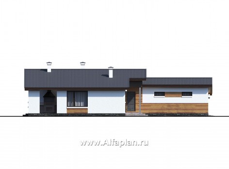 Проекты домов Альфаплан - «Калисто» - одноэтажный коттедж - на два автомобиля - превью фасада №2