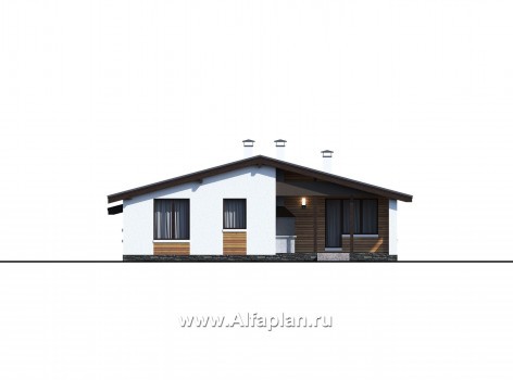 Проекты домов Альфаплан - «Калисто» - одноэтажный коттедж - на два автомобиля - превью фасада №3