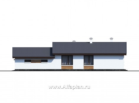 Проекты домов Альфаплан - «Калисто» - одноэтажный коттедж - на два автомобиля - превью фасада №4
