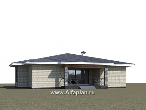 Проекты домов Альфаплан - «Аккорд» - просторный одноэтажный дом с симметричными фасадами - превью дополнительного изображения №2