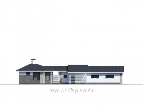«Кристалл» - проект современной бани, для расположения в углу участка, с гаражом 264Р - превью фасада дома