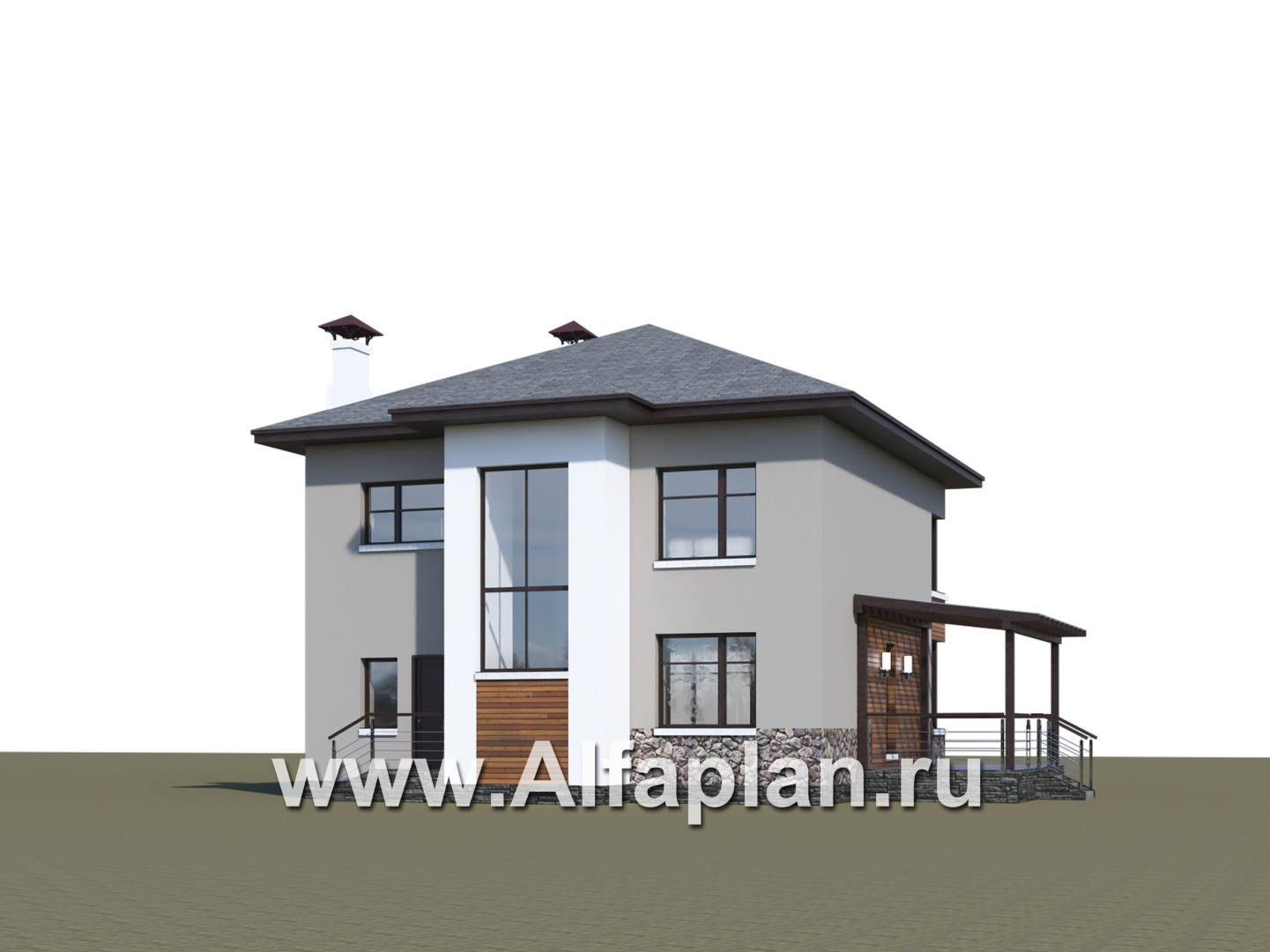 Проекты домов Альфаплан - «Печора» - стильный двухэтажный коттедж с сауной и мастер-спальней - дополнительное изображение №5