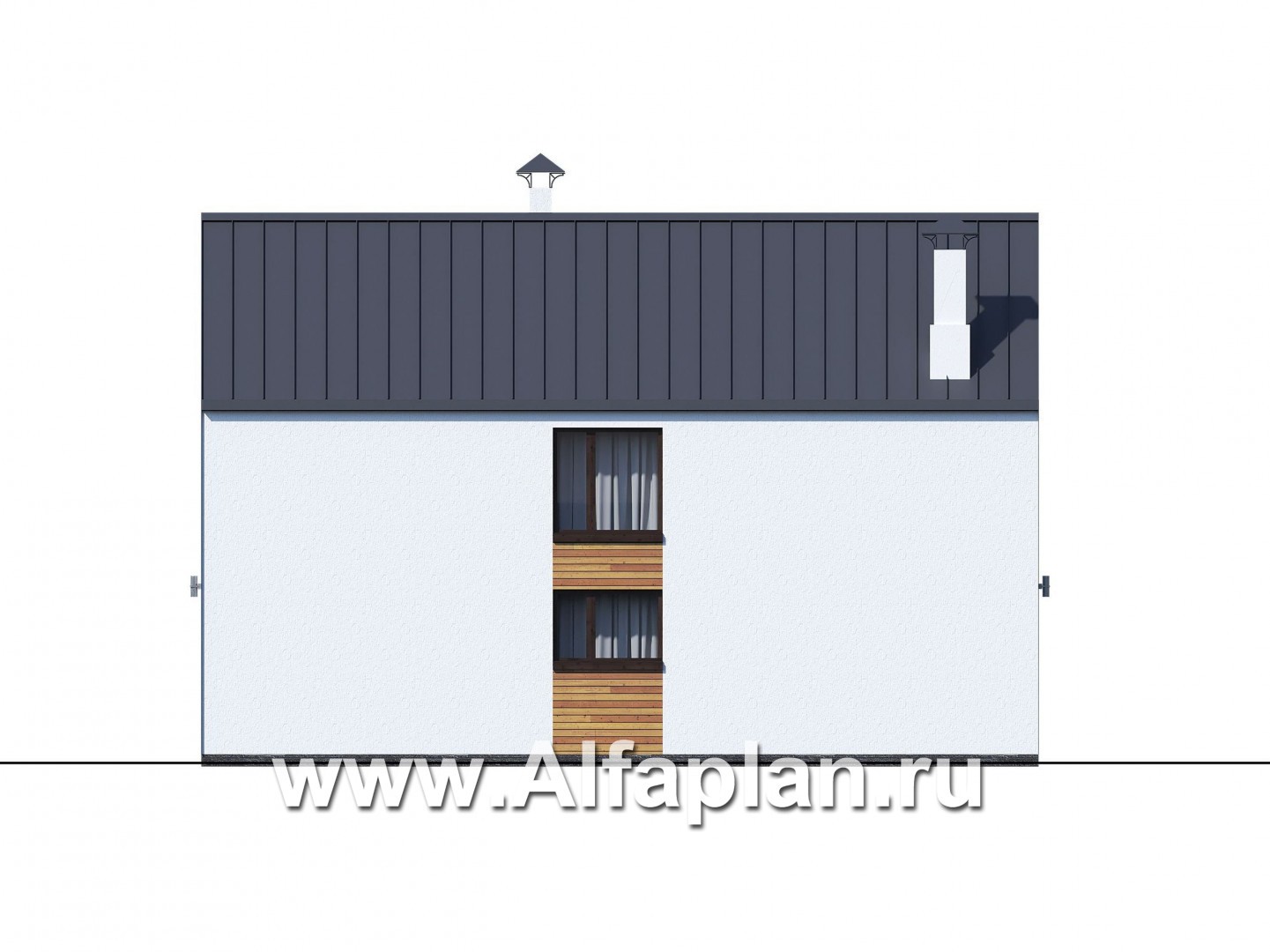 Проекты домов Альфаплан - «Барн» - современный мансардный дом с боковой террасой - изображение фасада №4