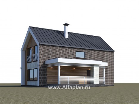 Проекты домов Альфаплан - «Барн» - современный мансардный дом с боковой террасой - превью дополнительного изображения №2
