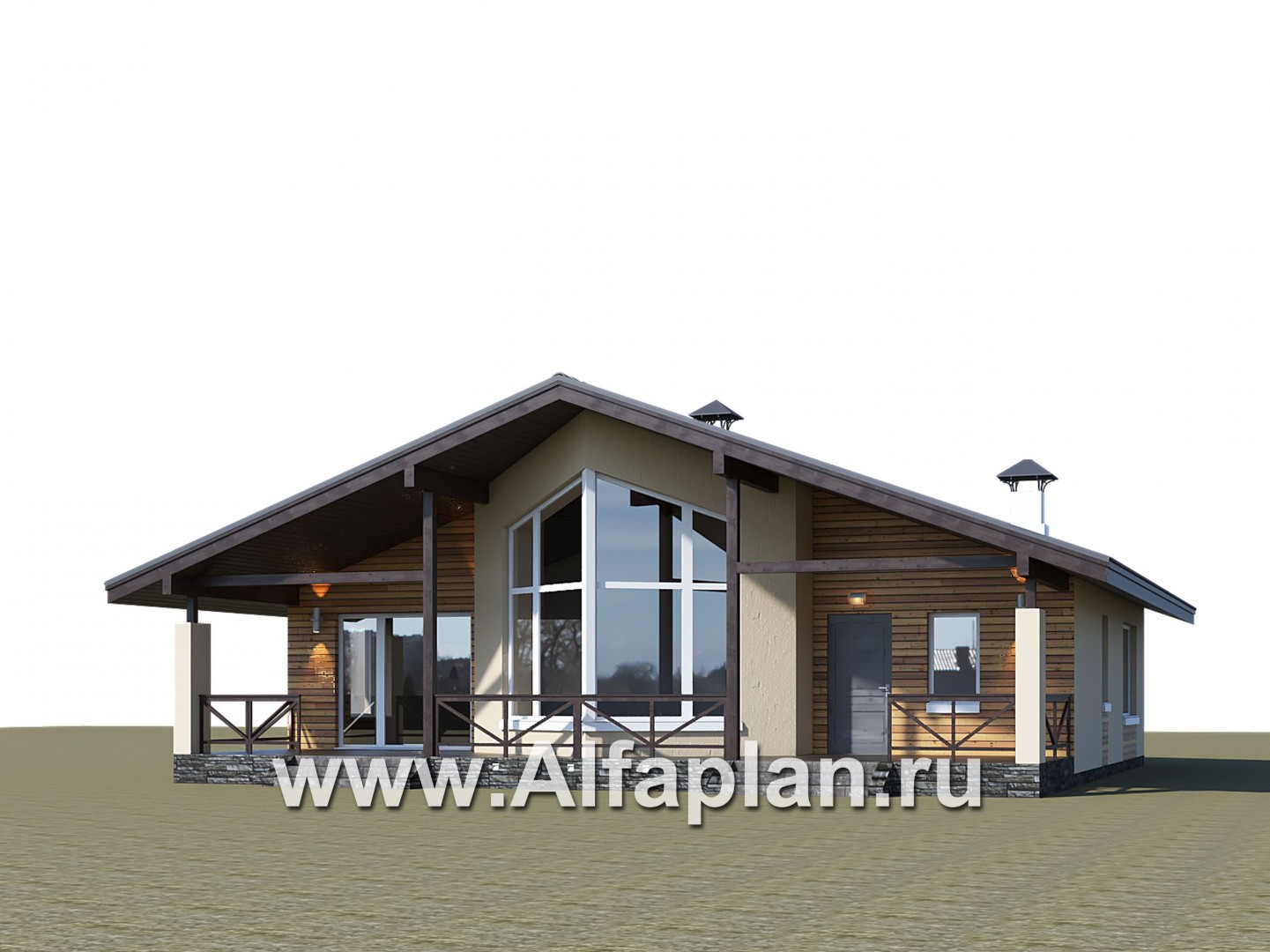 Проекты домов Альфаплан - «Вектор» - проект стильного одноэтажного дома с удобной планировкой - дополнительное изображение №2