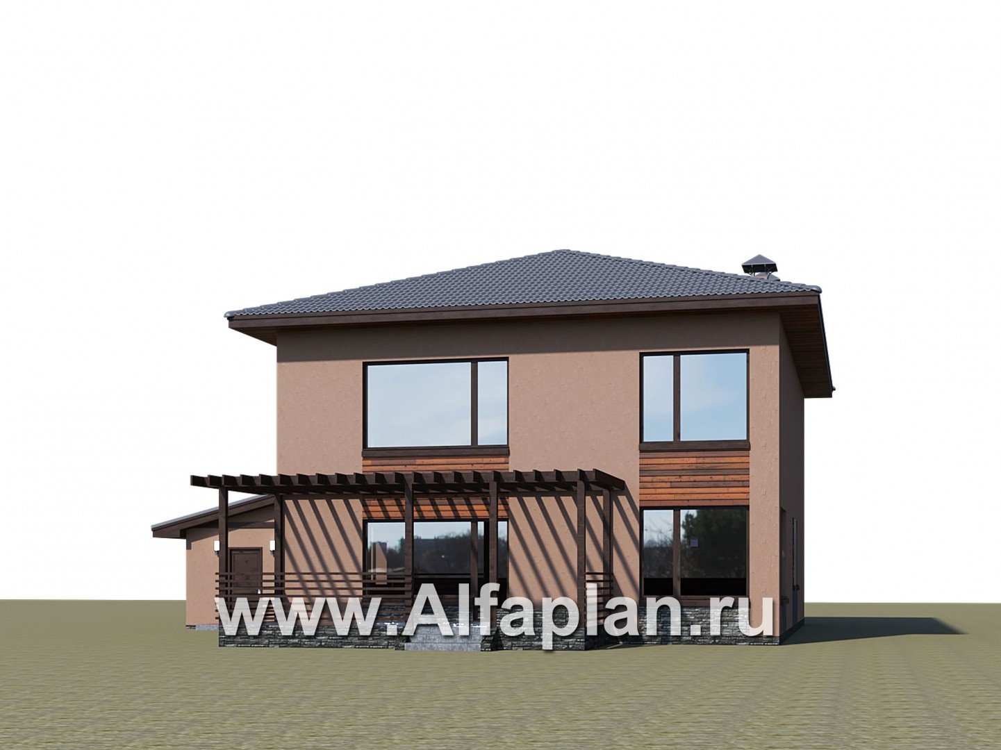 Проекты домов Альфаплан - "Золотой ключик" - план дома, где все спальни с душевыми - дополнительное изображение №2