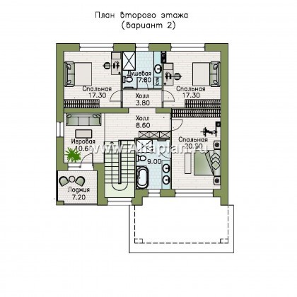 Проекты домов Альфаплан - «Эрго» - проект рационального, уютного современного дома - превью плана проекта №3