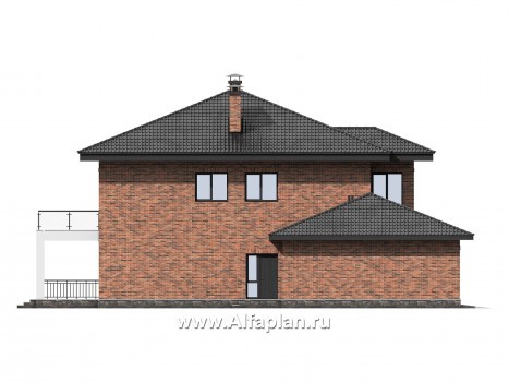Проекты домов Альфаплан - Проект кирпичного трехэтажного особняка с двойным гаражом - превью фасада №2