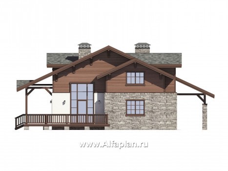 Проекты домов Альфаплан - Проект дома-шале с большой террасой - превью фасада №3