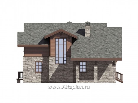 Проекты домов Альфаплан - Проект дома-шале с большой террасой - превью фасада №4