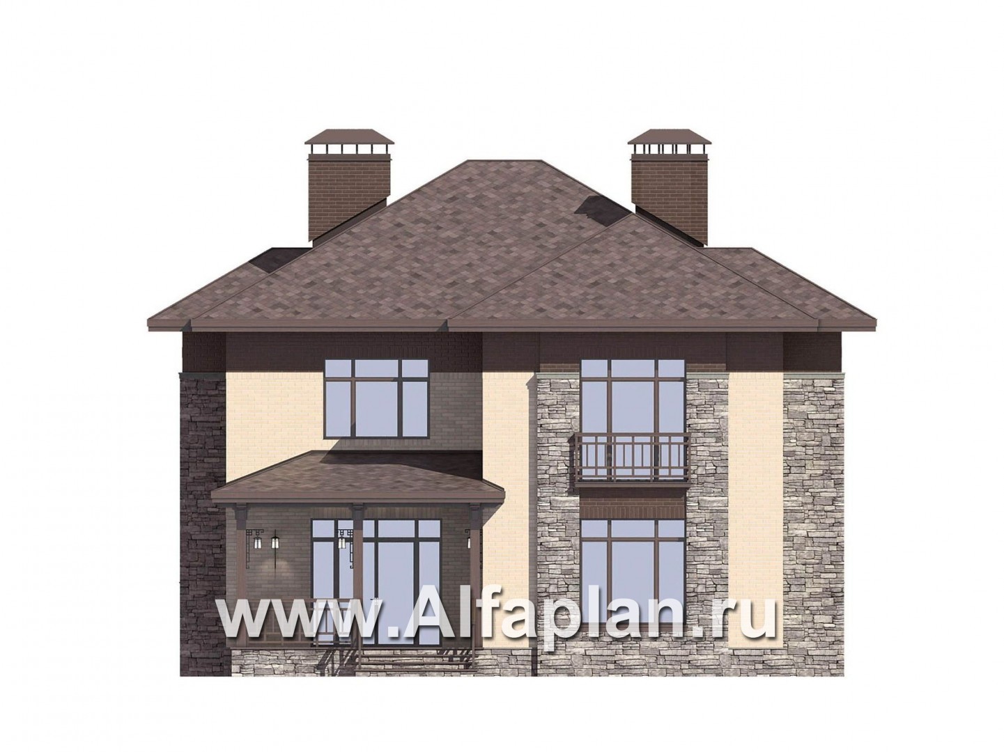 Проекты домов Альфаплан - Проект двухэтажного коттеджа c удобной планировкой - изображение фасада №4