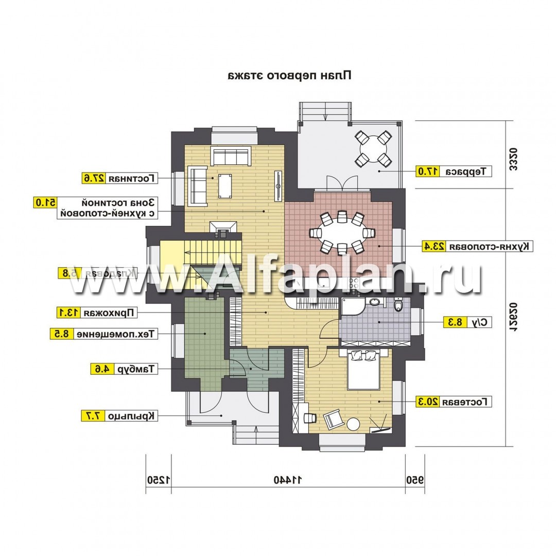 Проекты домов Альфаплан - Проект двухэтажного коттеджа c удобной планировкой - изображение плана проекта №1