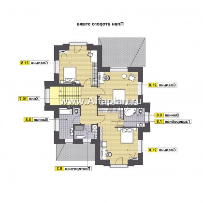 Проекты домов Альфаплан - Проект двухэтажного коттеджа c удобной планировкой - превью плана проекта №2