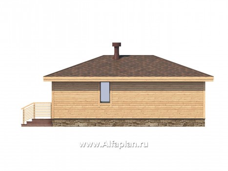 Проект гостевого дома, с большой террасой, спальней и душевой - превью фасада дома