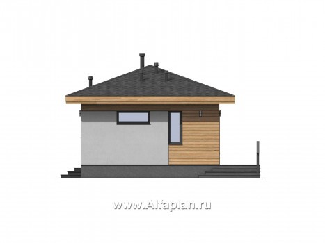 Проект одноэтажного дома, с террасой, одна спальня. Гостевой дом, дача - превью фасада дома