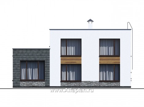 Проекты домов Альфаплан - «Спектр» - проект современного дома с двумя жилыми комнатами на 1-ом этаже - превью фасада №3