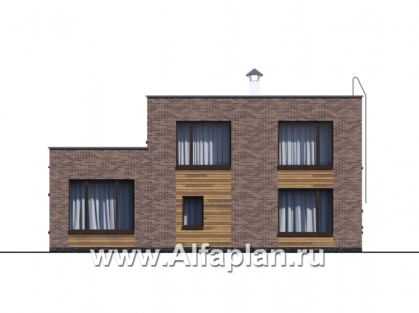 Проекты домов Альфаплан - «Спектр» - проект современного дома с двумя жилыми комнатами на 1-ом этаже и сауной - изображение фасада №4
