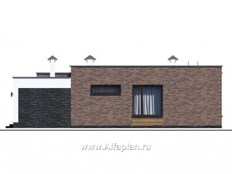 Проекты домов Альфаплан - «Фортис» - одноэтажный дом с плоской кровлей - превью фасада №1