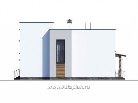 Проекты домов Альфаплан - «Престиж» - проект удобного и просторного дома с плоской кровлей - превью фасада №4