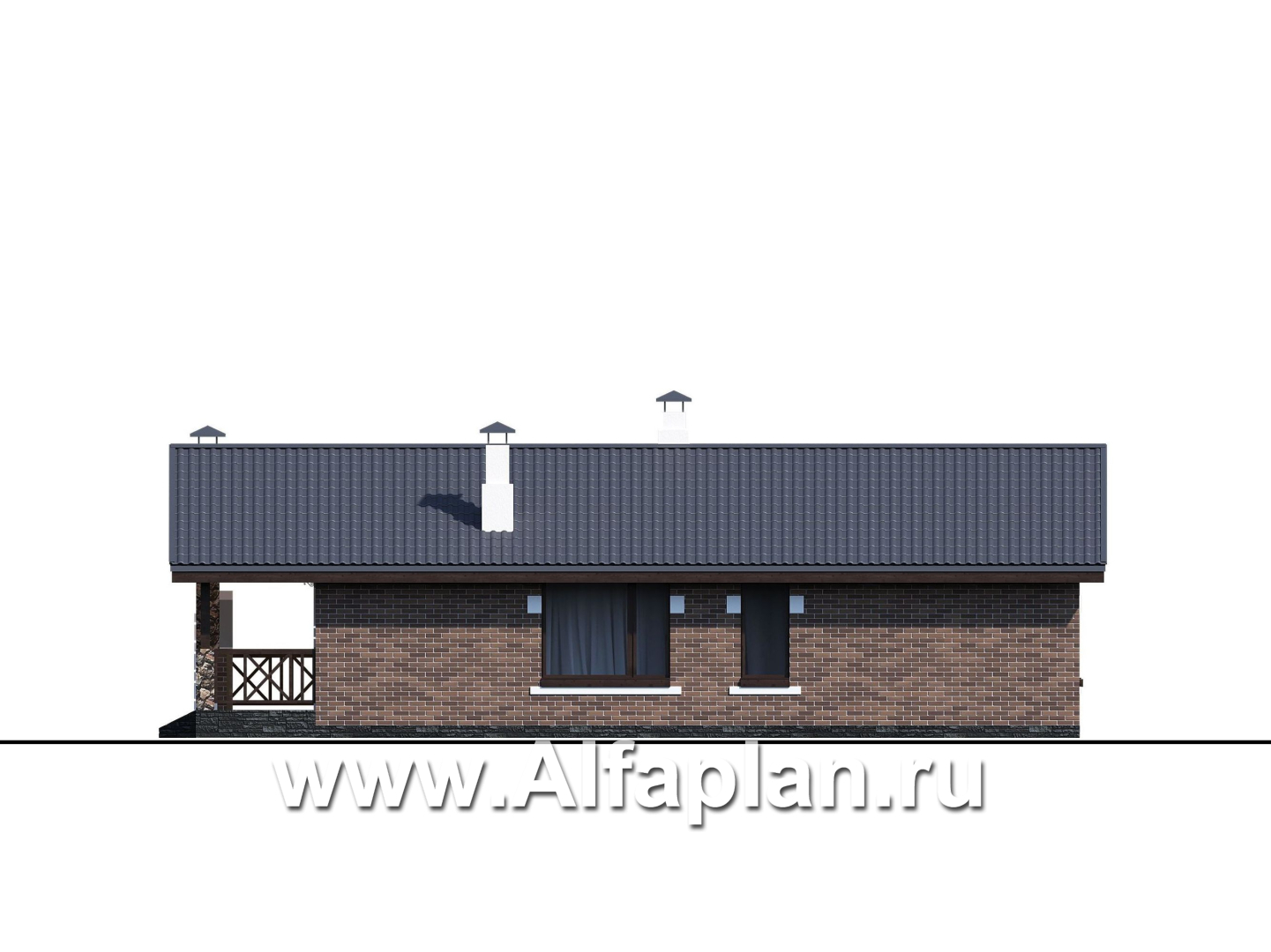 Проекты домов Альфаплан - «Родия» - одноэтажный коттедж с двускатной кровлей - изображение фасада №4