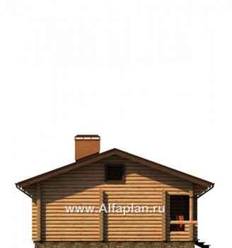 Проекты домов Альфаплан - Проект одноэтажного бревенчатого дома для отдыха - превью фасада №2