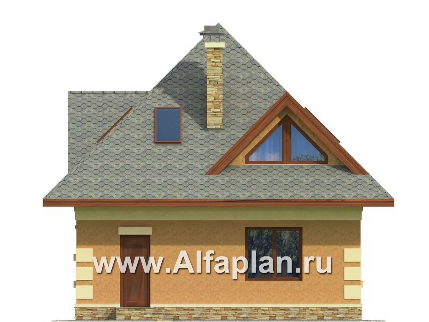Проекты домов Альфаплан - Экономичный проект дома для маленького участка - изображение фасада №3