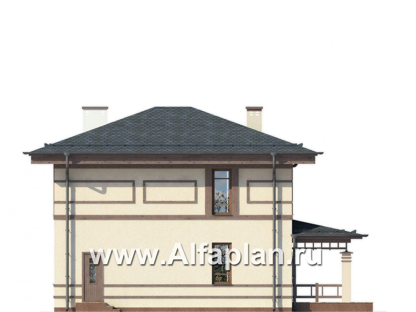 Проекты домов Альфаплан - Проект двухэтажного дома в восточном стиле - изображение фасада №4